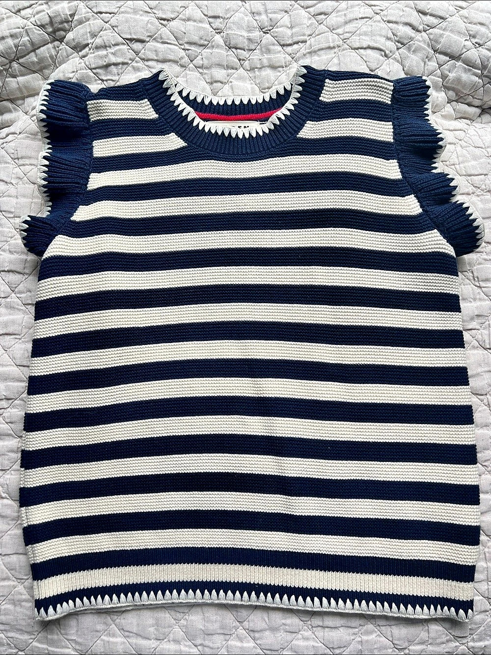 Boden Lena Stitch Detail Tank Striped Sweater Vest Blue & White Small